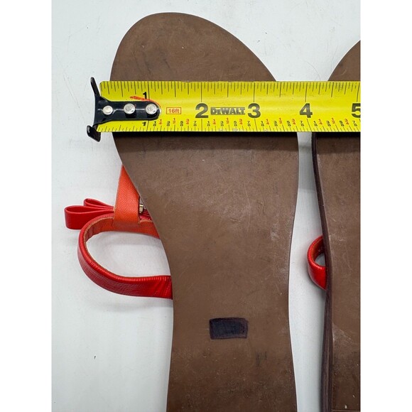 New Tory Burch Bow Thong Sandals Red Patent Leather Flat Flip Flops - Picture 8 of 11